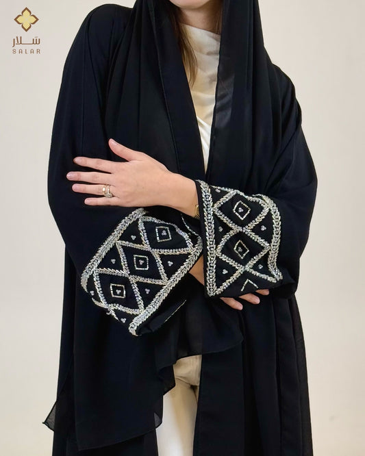 Abaya - black with Beading sleeves