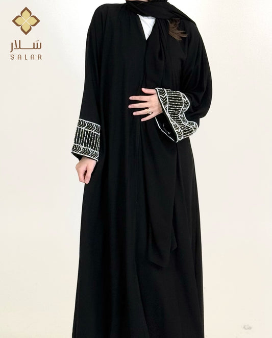 Abaya - black with Beading sleeves